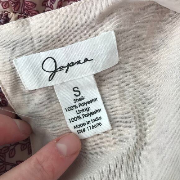 Japna Dress Small Pink Cream Paisley Wrap Flowy Puff Tie Belt Cottage Boho - Picture 14 of 15